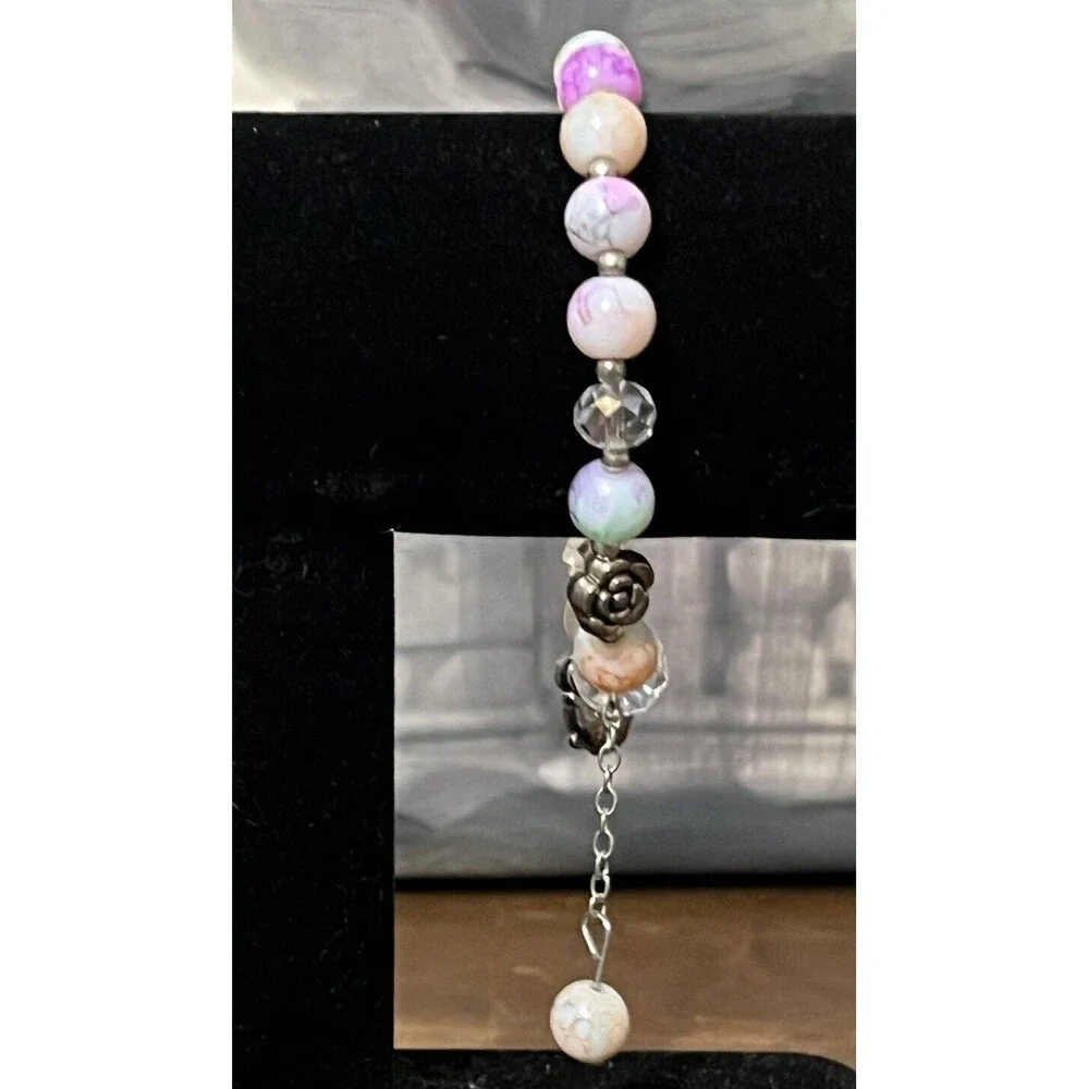 Bead Bracelet Koi Fish Luck Prosperity Wealth Charm Pink Blue‎ Cream Stretch New